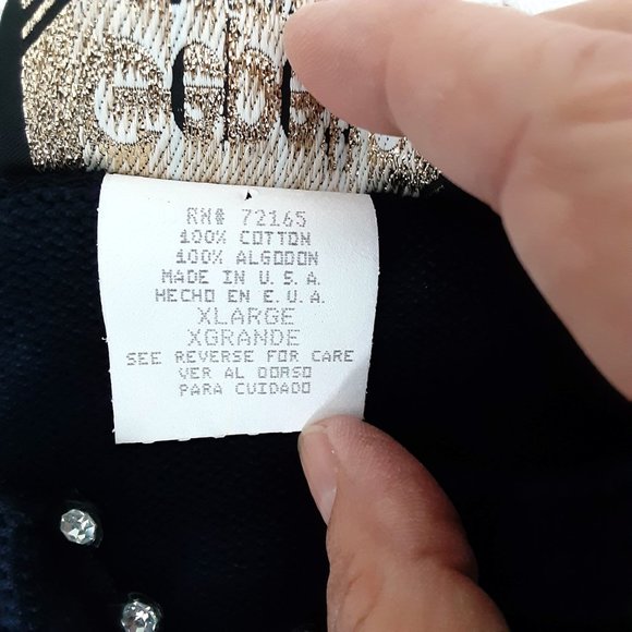 **VINTAGE- Gepetto Womens Rhinestone Studded Navy Blue Pullover Sweater Size XL - Picture 5 of 7